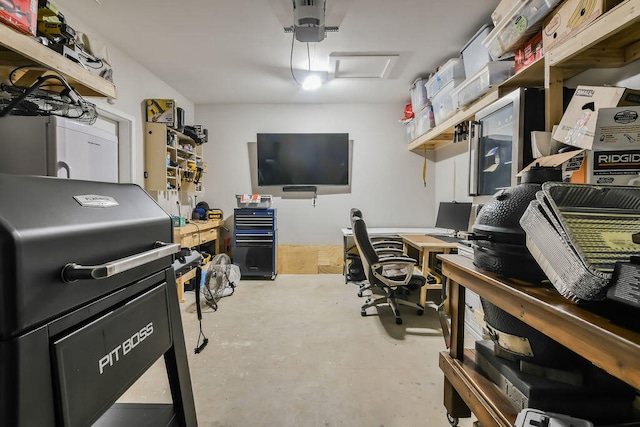 office area with concrete flooring