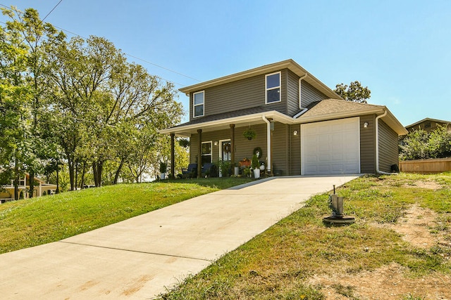 view of front facade featuring a porch and a front yard