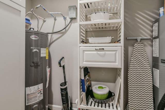 utility room featuring electric water heater