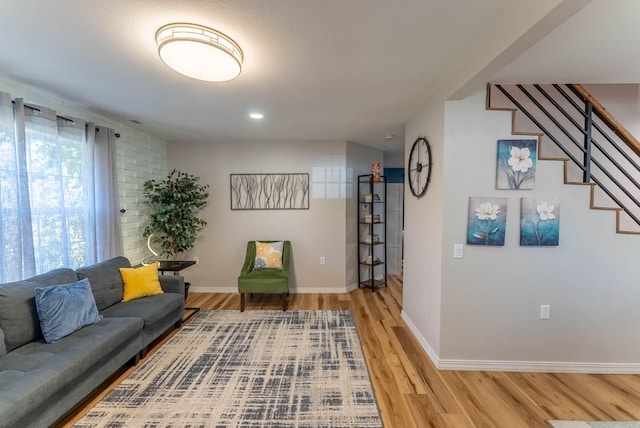 living room featuring light wood-type flooring