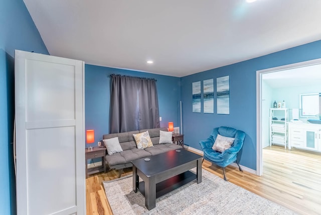 living room with hardwood / wood-style floors