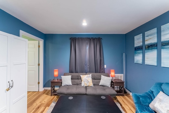 living room featuring light hardwood / wood-style flooring