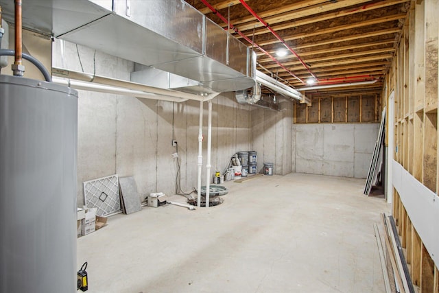 basement with water heater