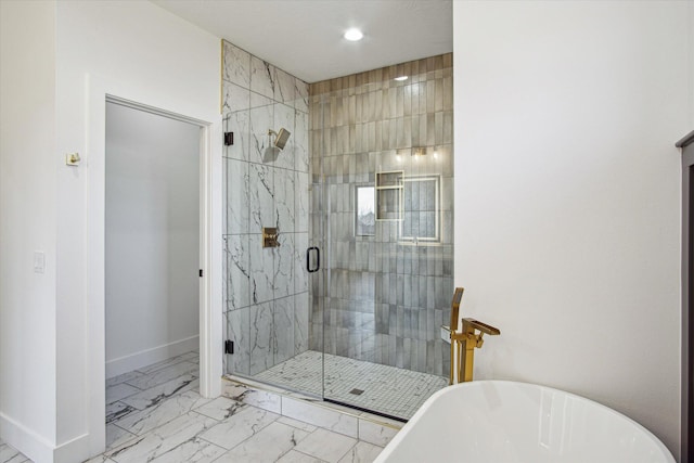 bathroom with plus walk in shower