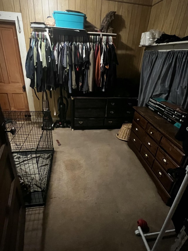 walk in closet featuring carpet