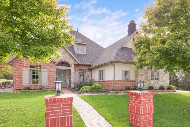 view of front of home with a front yard