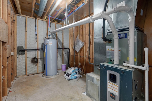 utility room featuring water heater