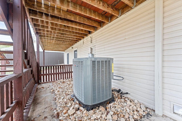 details with cooling unit and wooden walls