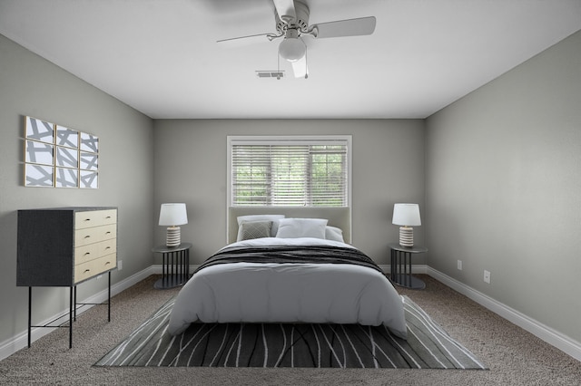 bedroom with carpet and ceiling fan