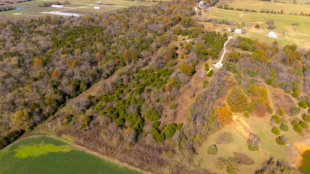 bird's eye view with a water view and a rural view