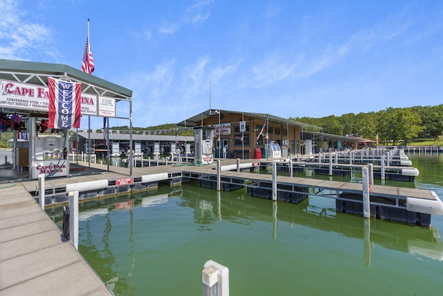 view of dock featuring a water view