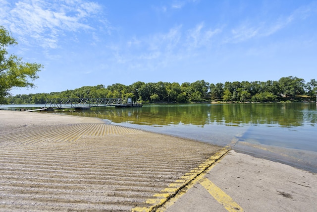 view of dock featuring a water view