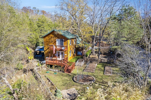 view of yard with a deck