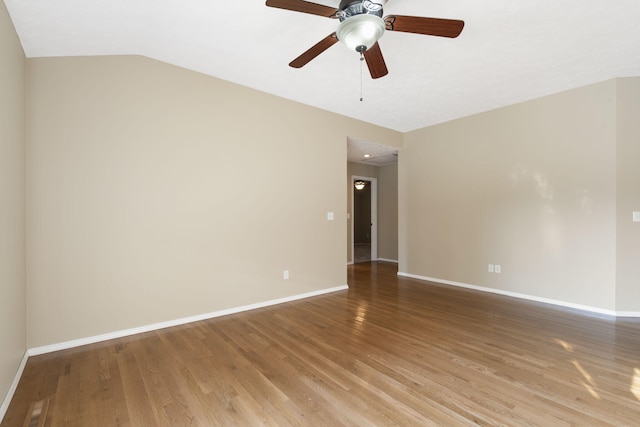 430 S Yellowwood Dr, Springfield, MO 65809 - unfurnished room featuring light wood-type flooring, baseboards, a ceiling fan, and vaulted ceiling
