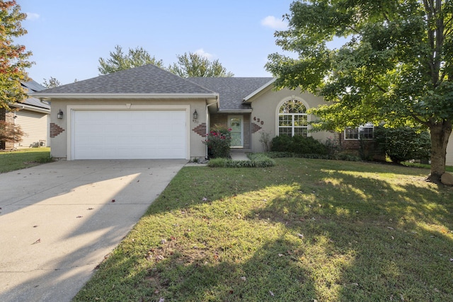 430 S Yellowwood Dr, Springfield, MO 65809 - ranch-style home featuring a garage, stucco siding, driveway, and a front yard