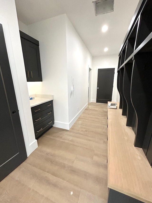 mudroom featuring light hardwood / wood-style flooring