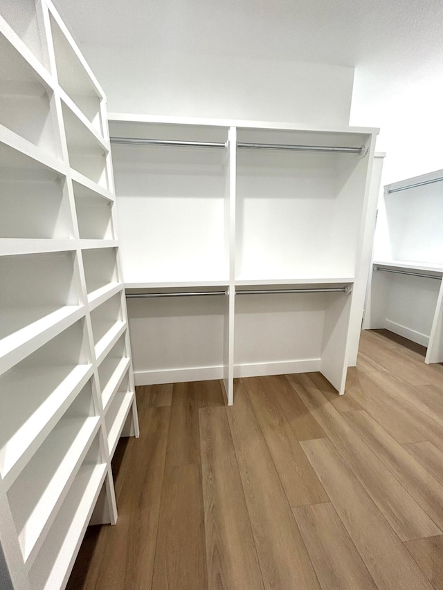 spacious closet with hardwood / wood-style flooring