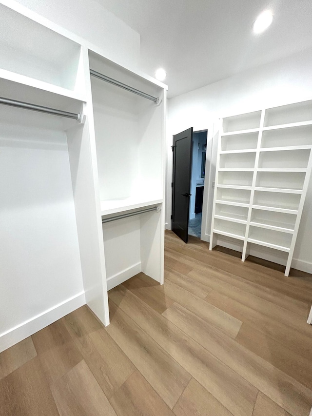 walk in closet featuring wood-type flooring