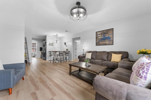 living room with light wood-type flooring