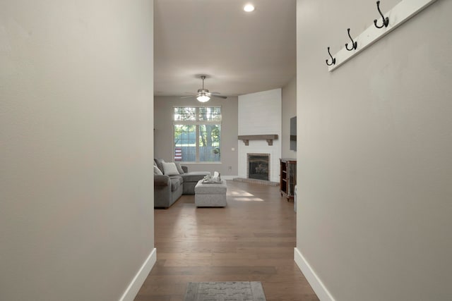 hall featuring wood-type flooring