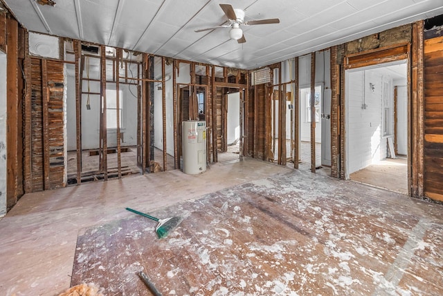 miscellaneous room featuring ceiling fan and electric water heater