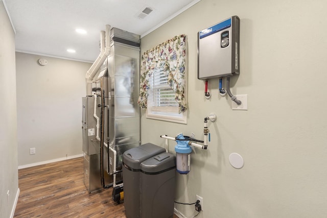 utility room with water heater