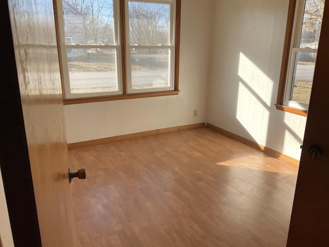 unfurnished room featuring light wood-type flooring and a wealth of natural light