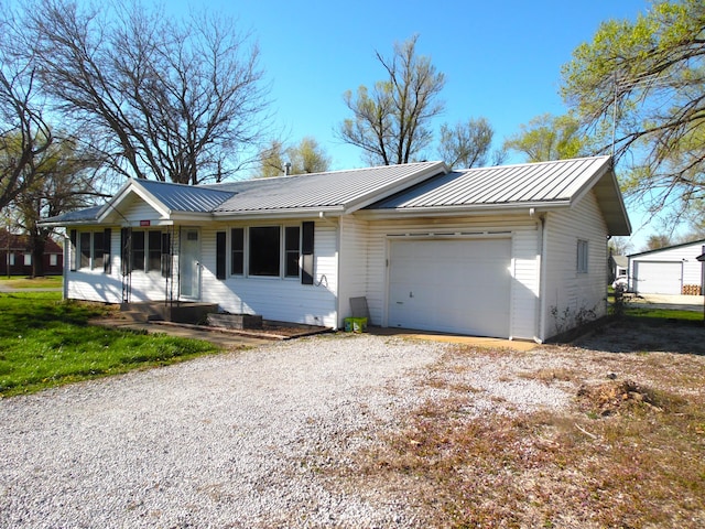 single story home with a garage