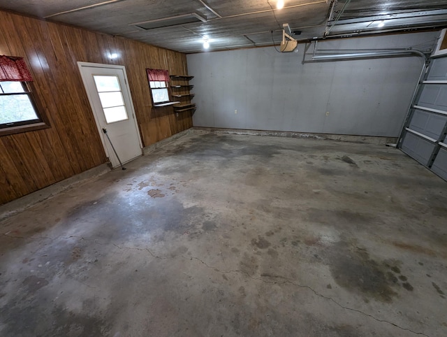 garage with wooden walls