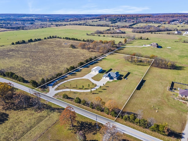 bird's eye view with a rural view