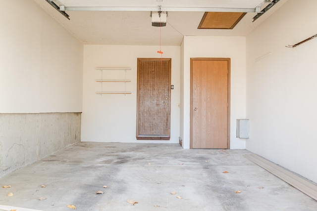 garage with a garage door opener