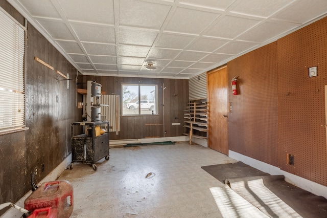 interior space with wooden walls