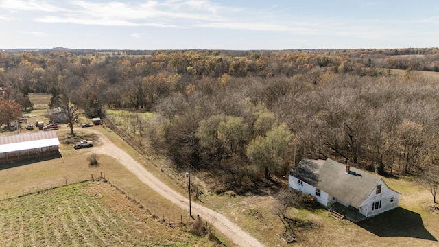 birds eye view of property featuring a rural view