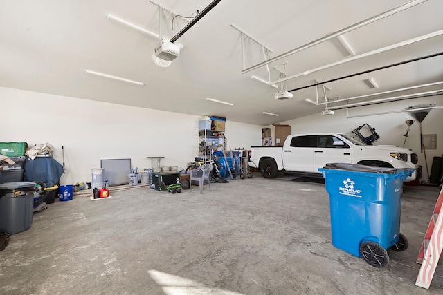 garage with a garage door opener