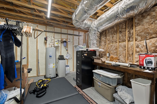 basement with water heater