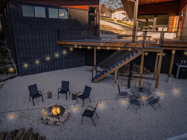 view of patio / terrace with a fire pit