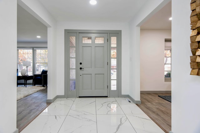 entrance foyer featuring light hardwood / wood-style flooring