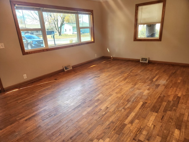 empty room with hardwood / wood-style flooring and a wealth of natural light