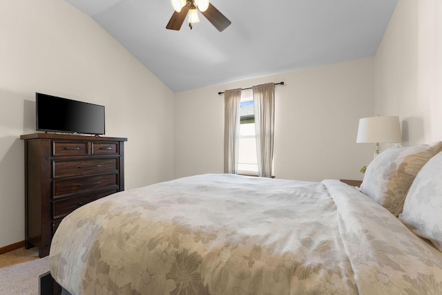 290 Deep Frst Unit 58, Hollister, MO 65672 - carpeted bedroom featuring lofted ceiling and a ceiling fan