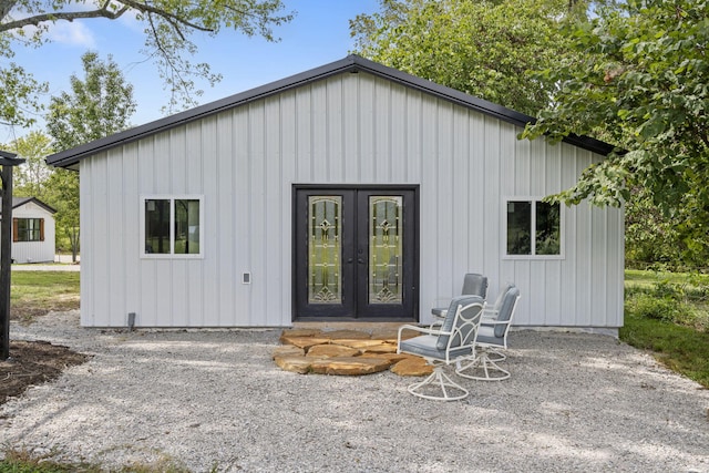 exterior space with an outbuilding