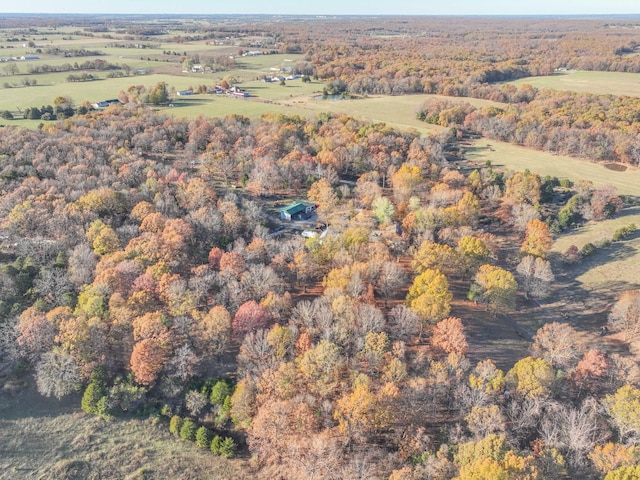 birds eye view of property featuring a rural view