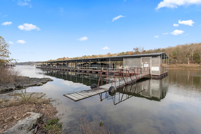 dock area featuring a water view