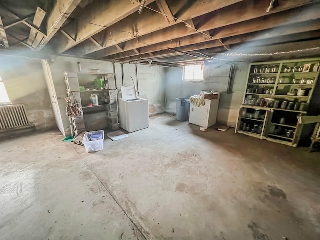 basement featuring washer / clothes dryer