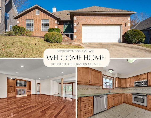 kitchen with tasteful backsplash, sink, light hardwood / wood-style floors, and appliances with stainless steel finishes