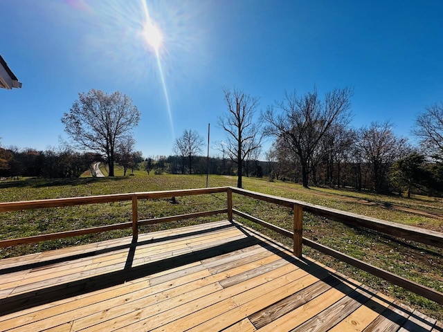 deck featuring a rural view