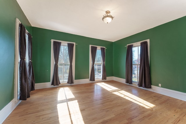 empty room featuring a healthy amount of sunlight and light wood-type flooring