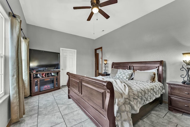 bedroom featuring ceiling fan