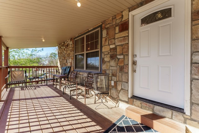 deck featuring a porch