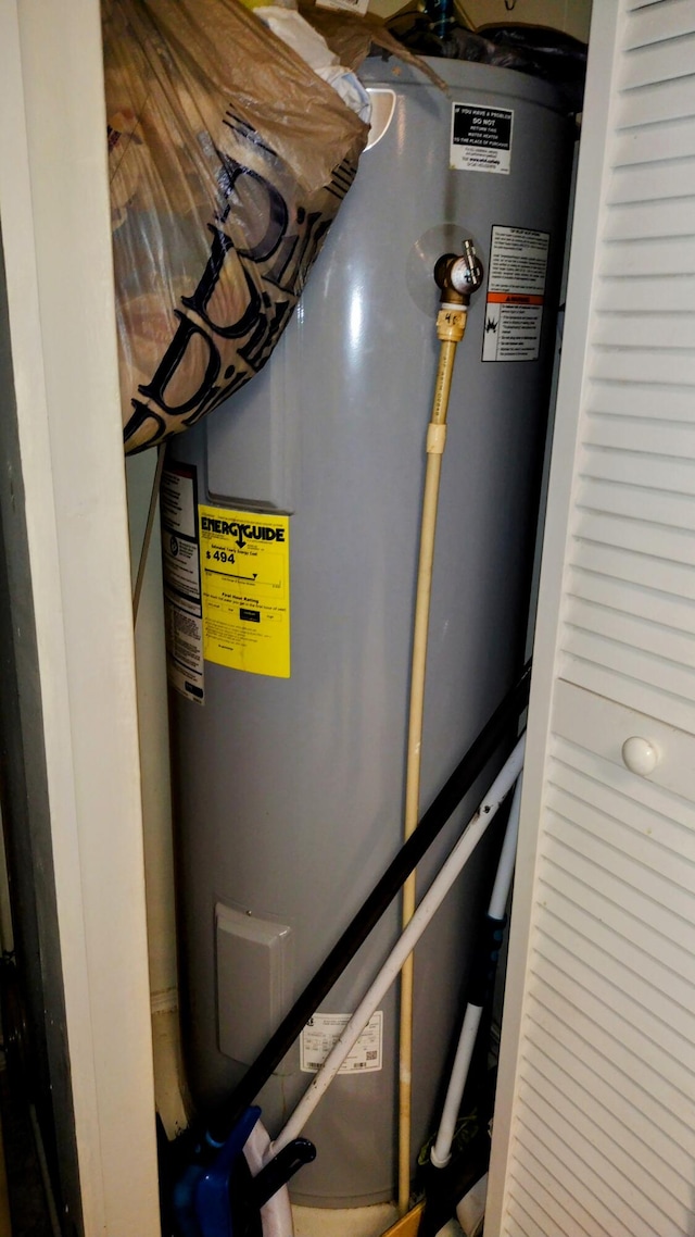 utility room with water heater