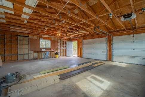 garage with a garage door opener